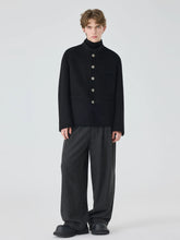 Vanida Dang - Cardigan laine bleu marine style militaire - Luxe Samouraï Futuriste Techwear