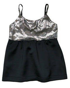 Cocktail dress noire plastron metallic silver