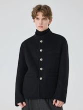 Vanida Dang - Cardigan laine bleu marine style militaire - Luxe Samouraï Futuriste Techwear
