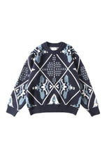 Unisex Patterned Round-Neck Sweater - vanidadang