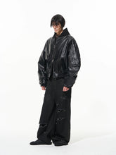 Blouson cuir autruche