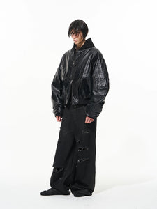 Blouson cuir autruche