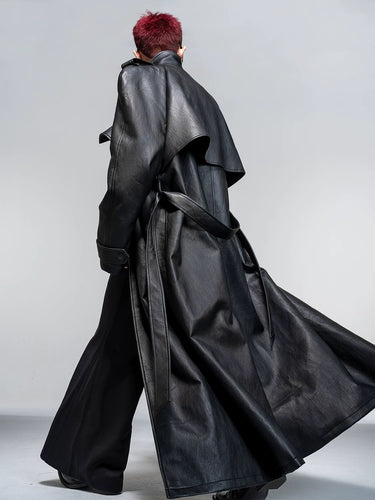 Mega long trench leather