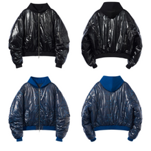 Cuir craqué blouson capuche