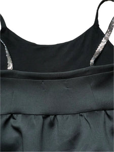 Cocktail dress noire plastron metallic silver