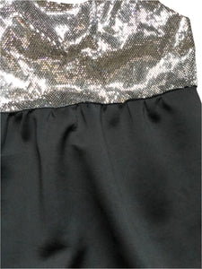 Cocktail dress noire plastron metallic silver