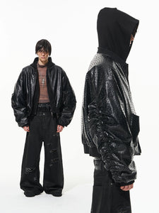 Blouson cuir autruche
