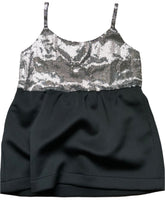 Cocktail dress noire plastron metallic silver