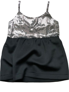 Cocktail dress noire plastron metallic silver