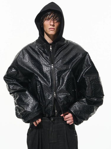 Blouson cuir autruche