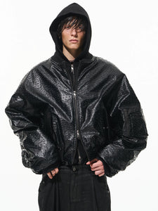 Blouson cuir autruche