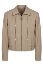 Blouson beige et decor metallic empiècement
