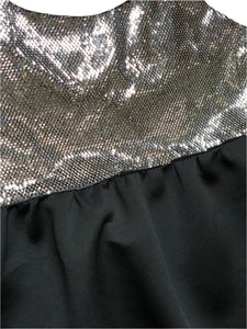 Cocktail dress noire plastron metallic silver