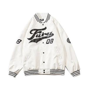 Leather Letter Printing Baseball Jacket - vanidadang