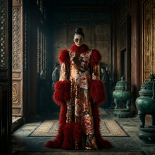 Vanida Dang - ROBE CHINOISE COUTURE IMPERIALE CHINA SEQUINS ET PIVOINES - Couture Franco-Chinoise
