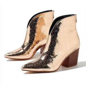 Snake Print Chunky Heel Ankle Boots