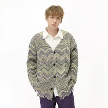 Knitting Contrast Color V-neck cardigan