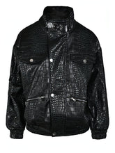 Loose Fit Black PU Leather Jacket - vanidadang