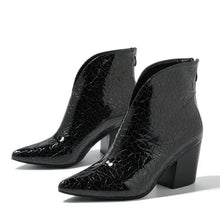 Snake Print Chunky Heel Ankle Boots