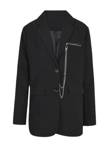 Metal Chain Zipper Blazer