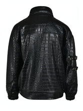 Loose Fit Black PU Leather Jacket - vanidadang