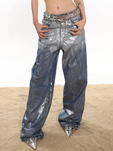 Coated silver denim