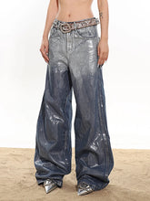 Coated silver denim