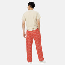 All-over print unisex wide-leg orange red pants - vanidadang