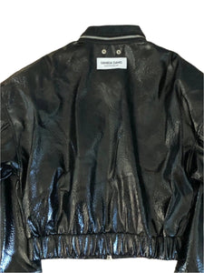 Blouson court cuir craquelé