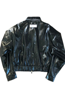 Blouson court cuir craquelé