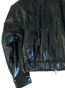 Blouson court cuir craquelé