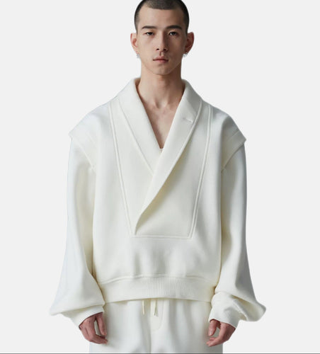 Ensemble blanc col chinois revert - vanidadang