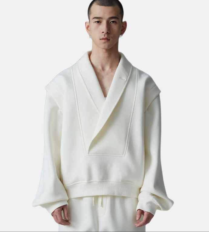 Ensemble blanc col chinois revert - vanidadang