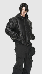 Hooded leather jacket