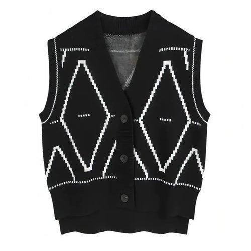 Argyle Sleeveless Sweater Vest - vanidadang