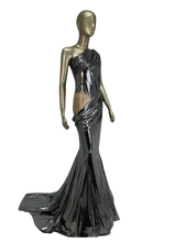 Robe silver drapée asymétrique