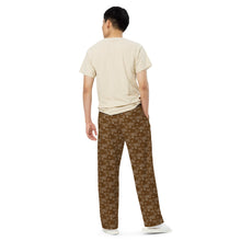 All-over print unisex wide-leg pants BROWN