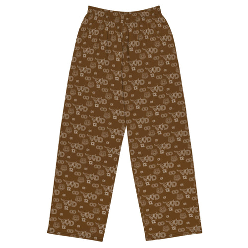 All-over Print Unisex Wide-leg Brown Pants