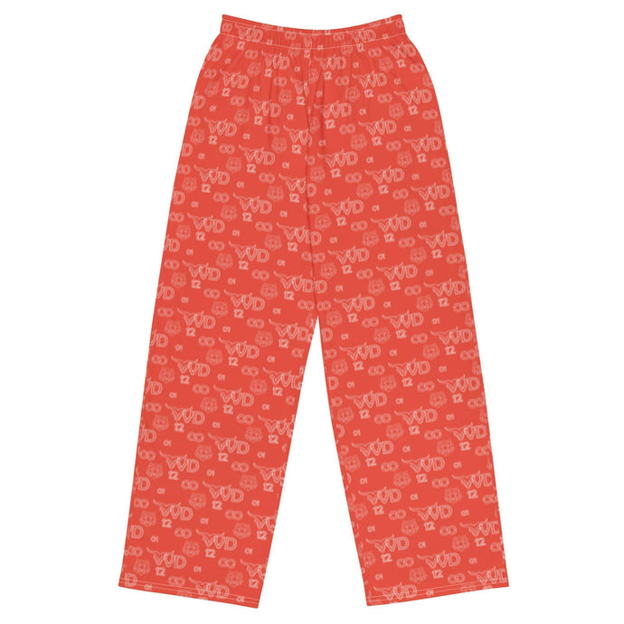 All-over print unisex wide-leg orange red pants