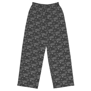 All-over print unisex wide-leg grey pants