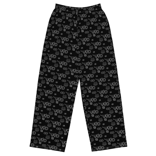 All-over Print Unisex Wide-leg Black Pants