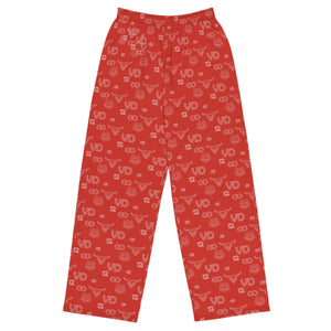 All-over Print Unisex Wide-leg Red Pants