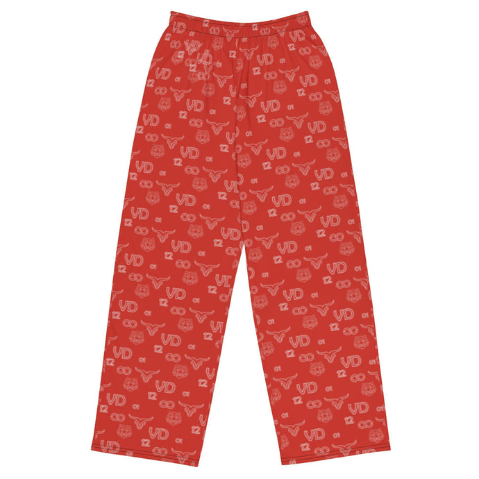 All-over Print Unisex Wide-leg Red Pants