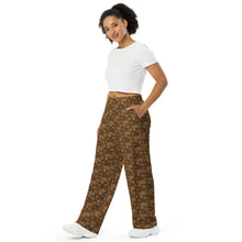 All-over Print Unisex Wide-leg Brown Pants