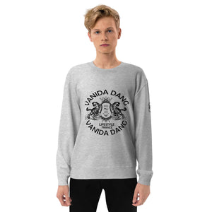 Unisex french terry sweatshirt white logo VANIDA DANG emblem - vanidadang