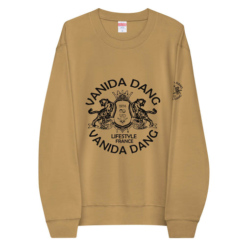 Unisex french terry sweatshirt white logo VANIDA DANG emblem - vanidadang