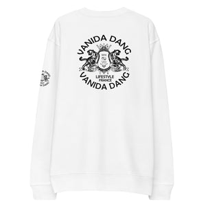 Unisex french terry sweatshirt white logo VANIDA DANG emblem - vanidadang