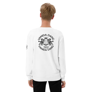 Unisex french terry sweatshirt white logo VANIDA DANG emblem - vanidadang